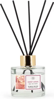 Produktbild von Reed Diffuser, Aroma Diffuser, Duftöl Diffuser | Sweet Angel | 100 ml, Glas, ohne Flamme & Strom, für Wohnzimmer