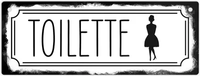 Produktbild von Toilettenschild mit Frau Metallschild in Retrooptik