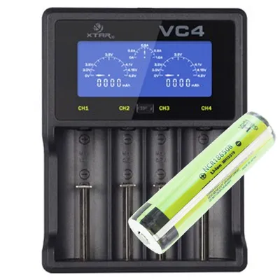 Zdjęcie produktu dla Akumulator litowo-jonowy Panasonic 18650 3,7 V, 3400 mAh i szybka ładowarka LCD