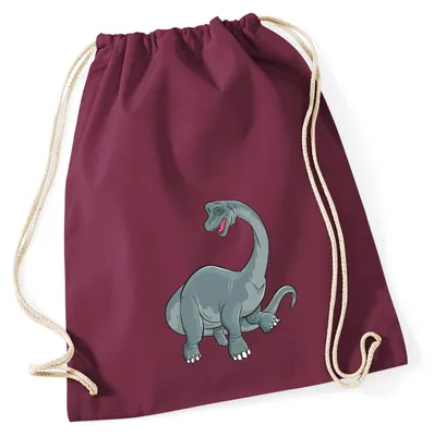 Produktbild von Huuraa Turnbeutel Brachiosaurus Dinosaurier 12 Liter Burgundy Baumwolle Rucksack Geschenkidee