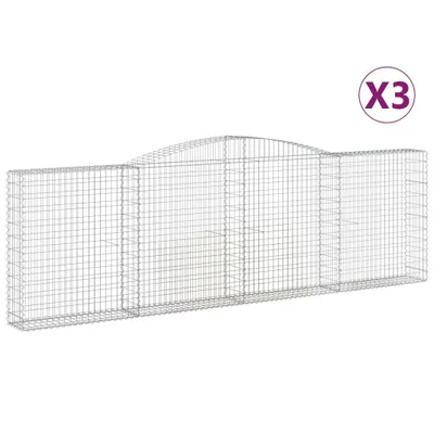 Produktbild von Gabionen mit Hochbogen 3 Stk. 400x30x120/140cm Verzinktes Eisen
