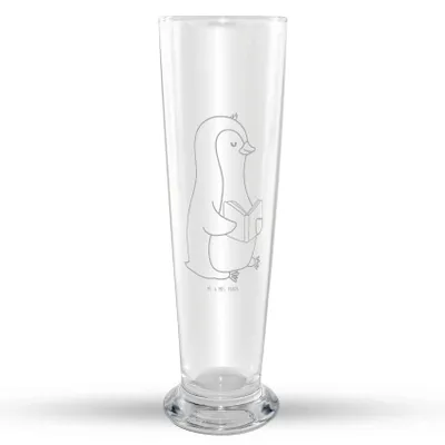 Produktbild von Mr. & Mrs. Panda Bierglas Pinguin Buch - Transparent - Geschenk, Mr Mrs Weizenglas, Ferien, Entspannen, Weizen Glas, Nichtstun, Weißbierglas, Weizenbier, Ausruhen, Urlaub