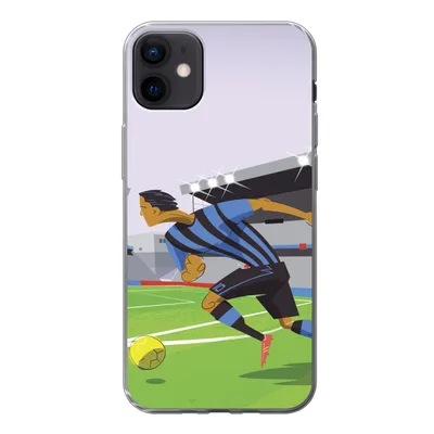 Produktbild von MuchoWow® Handyhülle Schutzhülle Hülle für iPhone 12 mini Eine Illustration von Spielern, die in einem Stadion Fußball spielen - Junge - Mädchen - Kinder Silikon Softcase Handy Hülle - Bild