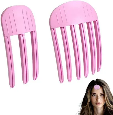 Produktbild von Haarstyling-Set mit 2 Volumen-Klammern, 1 mit 3 Zähnen und 1 mit 6 Zähnen, schadefreie Volumen-Klammer, für Frisuren, Pony-Klammer, Wurzel-Krümm-Klammer