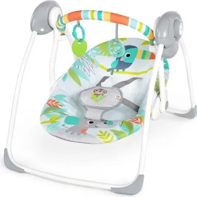 Obrázek produktu pro Lehátko pro miminka, elektrická houpačka pro miminka, skládací, hrací oblouk Toucan, nastavitelná houpačka, časovač, 0–9 měsíců