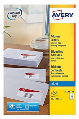 Immagine prodotto di Etichetta Avery bianca - Inkjet - J8159, Bílá, 63,5 x 33,9 mm, 40 listy