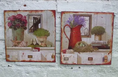 Produktbild von Bedruckte Metallschilder Provence, Lavendel, 2er Set, Schild, Wandbild,