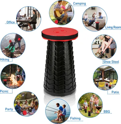 Produktbild von Wolketon Tragbarer Klappstuhl Kompakt Leichte Teleskop 150kg Outdoor Klapphocker Tragbar Rot