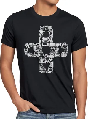 Produktbild von BaumwolleCloud Play Steuerkreuz Gamer Herren T-Shirt Kontroller