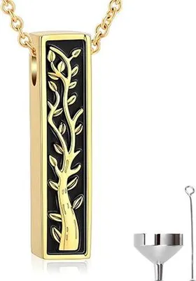 Produktbild von Luxe Ashanger mit 55 cm Kette für Asche, Haare oder Parfum - Gedenkschmuck mit Aufbewahrungstasche und Asfüllhilfe