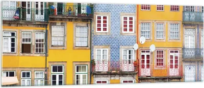 Produktbild von Bilder auf glas - Einteilig - Casas Ribeira Porto - 140x50cm - Glasbilder - Wandbilder - Bilder - zum Aufhängen bereit - Wanddekoration aus Glas - Glas Bilder - Wandbild auf Glas - GAB140x50-4249