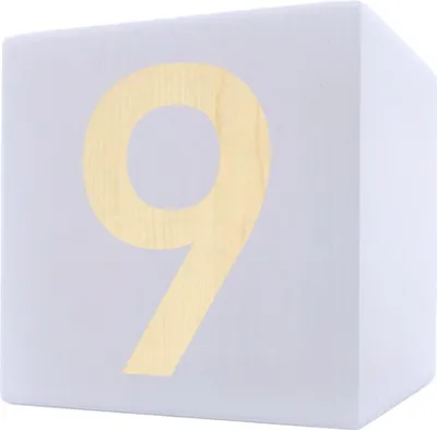 Zdjęcie produktu dla Drewniana kostka z literami, 5 x 5 cm, biała, cyfra 9