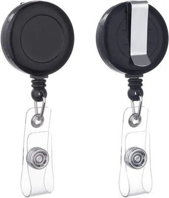 Produktbild von Famanu Badgehalter mit Riemclip (2 Stück) - Ideal für Namensschilder und Schlüssel