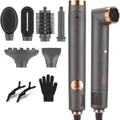 Produktbild von BESTBOMG Haartrockner 6 in 1 AirStyler Heißluftbürste, Lockenstab Multistyler Glättbürste Heißluft-Styler Styling und Trocknungssystem,