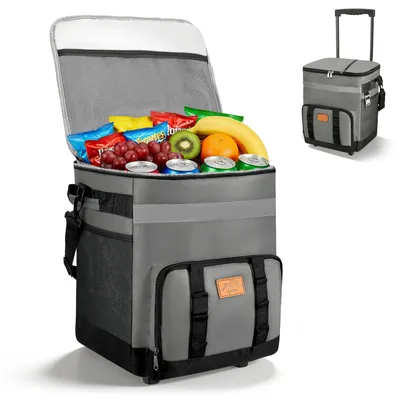 Produktbild von Kühltasche - 35 L Picknick Thermotasche - Isoliert - Wasserdicht - 600D Polyester - Für Camping, Reisen & Einkauf - Grau