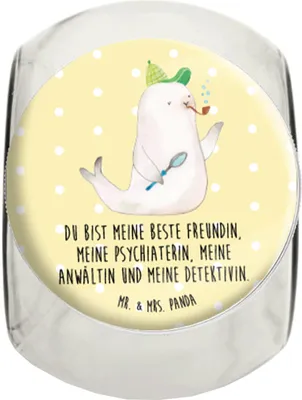 Produktbild von Mr. & Mrs. Panda Bonboniere Robbe Sherlock XL 2000ml - Gelb Pastell - Geschenk, Vorratsdose Glas, Lebensmittelbehälter, gewürzglas, glasbehälter, Kaffeedose