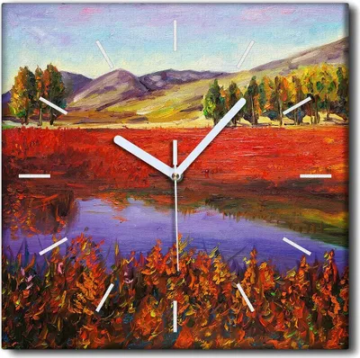 Produktbild von Coloray Uhr auf Leinwand 30x30 cm Wand Uhr Dekoration Wohnzimmer Segeltuch weiße Zeiger -Aquarelle Wassertop.
