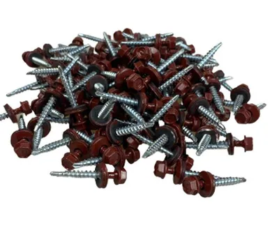 Produktbild von Roofart Metallschrauben Sechskantschrauben Fassadenschraube 4,8 x 20 mm rot RAL 3009 25 Stück