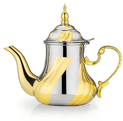 Marokkanische Teekanne 1,2 l, orientalisch, Goldabgrenzung