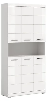 Productafbeelding van Hoge kast "Scout", breed (B/H/D: 90x191x31 cm) in wit, glanzend en wit