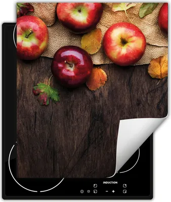 Produktbild von DarHaus Herdabdeckplatte 45x52 cm Anti Rutsch Matte Aufrollbar, holz - Äpfel