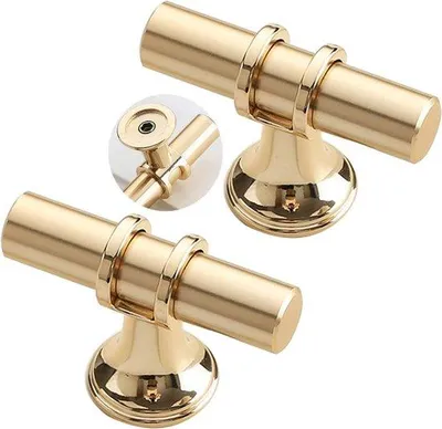 Obrázek produktu pro Elegantní T-úchytky od Goldschmiede – 50 × 12 × 35 mm – zlaté úchytky ve tvaru písmene T pro stylové kuchyňské a skříňové úchytky