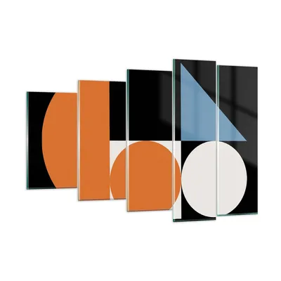 Produktbild von Bilder auf glas - 5 Teile - Stück Geometrisch Räder - 150x100cm - Glasbilder - Wandbilder - Bilder - zum Aufhängen bereit - Wanddekoration aus Glas - Glas Bilder - Wandbild auf Glas - GEG150x100-4879