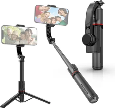 Produktbild von 27,5-Zoll-Multifunktions-Selfie-Stick-Gimbal-Stabilisator-Desktop-Stativ mit Teleskopstange mit Anti-Shake-Unterstuetzung, kabelloser Steuerung, Telefonclip und Fernbedienung, kompatibel mit Android 4.4/iOS 5.1-System
