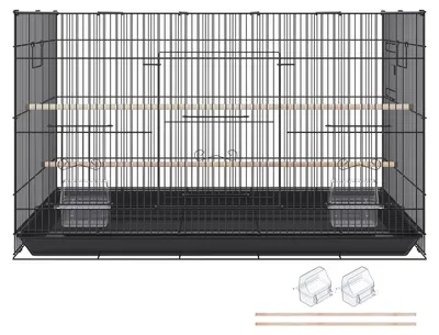 Produktbild von Vogelvoliere 76x46x45cm Vogelkäfig aus Q195-Kohlenstoffstahl Vogelhaus für 2-3 mittelgroße bis große Vögel Voliere mit Sicherheitstür Vogelheim