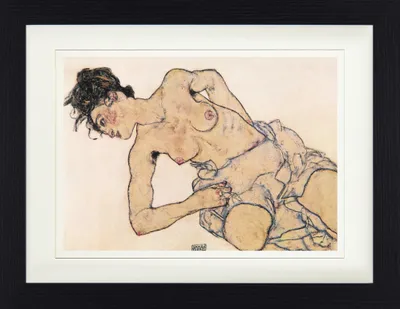 Produktbild von Egon Schiele Gerahmtes Bild Mit Edlem Passepartout | Wand-Bilder | Im Bilderrahmen - Kniende Halbnackte, 1917 (30 x 40 cm)