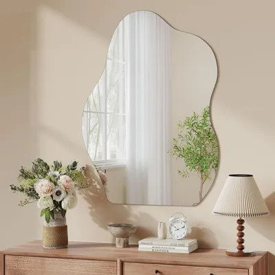 Immagine prodotto di Specchio da parete asimmetrico, senza cornice, design organico, 50 x 70 cm