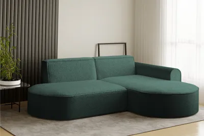 Produktbild von Ecksofa Designersofa BONDY in Stoff Ascot Petrol Ottomane Rechts