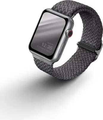 Image de UNIQ Bracelet Aspen Apple Watch 44/42/45mm Series 4/5/6/7/8/SE/SE2 Tressé gris/gris granité
