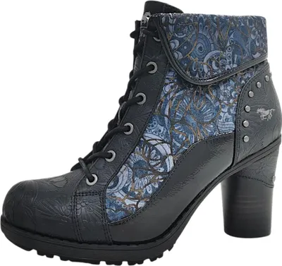 Immagine prodotto di Stivali da donna Mustang, modello stringato, colore nero, adatti per il tempo libero
