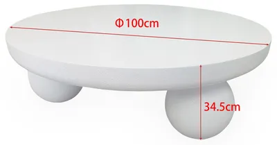 Image de MENZZO Table basse contemporaine design rond Bonnie L100cm texture minérale Blanc