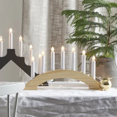 Produktbild von Lichterbogen Bea - 7flammig - warmweiße Birnchen - L: 39cm, H: 22cm - Schalter - natur