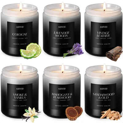 Image de Coffret cadeau de 6 bougies parfumées en verre, pour l'aromathérapie, durée de combustion de 300 heures