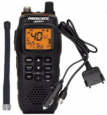 Zdjęcie produktu dla Radio CB ręczne President Jerry AM FM ASC adapter antena