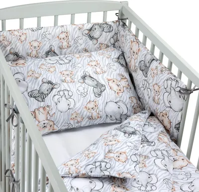 Obrázek produktu pro Pepi 4dílná sada ložního prádla do dětské postýlky 60_120 s prostěradlem a boční ochranou Safari