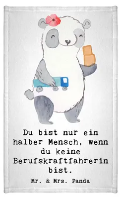 Produktbild von Mr. & Mrs. Panda Handtuch Berufskraftfahrerin Herz - Weiß - Geschenk, badezimmer, Klein, baumwolle, Frotteetuch, Baumwollhandtuch