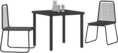 Image de vidaXL Ensemble de salle à manger de jardin 3 pièces Acier thermolaqué noir