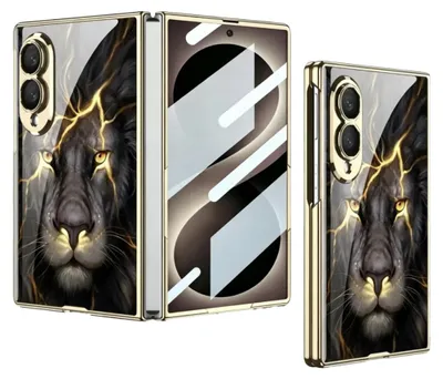Obrázek produktu pro Pouzdro na mobil + ochranné sklo na displej pro Samsung Galaxy Z Fold8, design lva, 360 stupňů