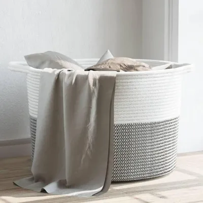Produktbild von Wäschekorb in Grau und Weiß, 55 x 36 cm aus Baumwolle