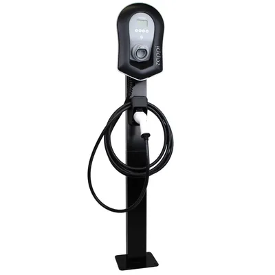 Zdjęcie produktu dla Stojak Myenergi Zappi V2.1 Wallbox, czarny, metalowy, do użytku wewnątrz i na zewnątrz, z prowadnicą kablową, wysokość 149 cm, 8 kg