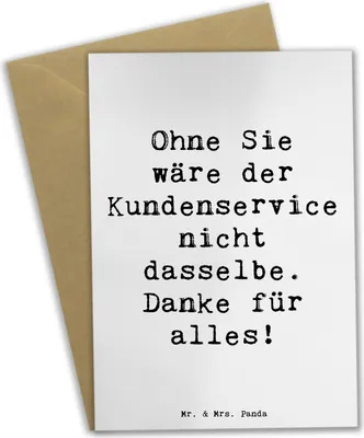 Produktbild von Mr. & Mrs. Panda Klappkarte Spruch Kundendienstmitarbeiter Dankeschön - Weiß - Geschenk, einladungskarten, weihnachtskarten, Bedanken, Geschenkidee, Anerkennung, Team