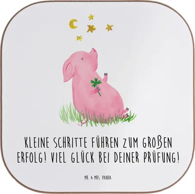 Produktbild von Mr. & Mrs. Panda Tassen Untersetzer Prüfungen bestehen - Weiß - Geschenk, Ermutigung, Inspiration, Holzuntersetzer, für Gläser, Tassenuntersetzer, Ziel erreichen, Trost