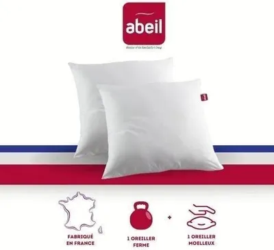Obrázok produktu pre Sada 2 vankúšov Abeil, dvojitý komfort, 100 % bavlna, 60 x 60 cm, tvrdé/mäkké, hmotnosť výplne 550 g/650 g,  podľa Öko-Tex