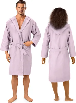 Produktbild von JEMIDI Sauna Bademantel für Damen und Herren lang - Mikrofaser Bademantel für Herren - Uni Saunamantel mit Kapuze - Morgenmantel Männer und Frauen