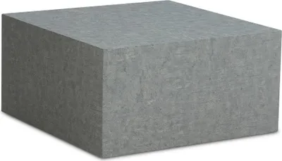 Couchtisch Monobloc 60x60x30cm, quadratisch, Beton-Optik Grau in Gesamtansicht von schräg oben.