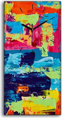 Produktbild von Leinwand Uhr Küche Wohnzimmer Bild Geräuschlos 30x60 Ölgemälde Kunst Abstrakt - schwarze Hände